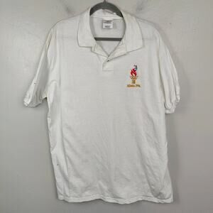 Vintage 1997‎ Olympics Polo Shirt Mens XL White Hanes Tag Atlanta Cotton Summer